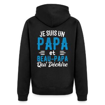 I'm a Dad and Stepdad Who - Unisex Premium Organic Zip Hoodie - black - Back - Nico (187cm)