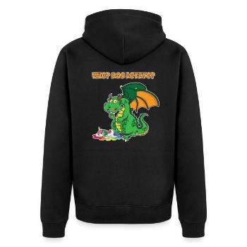 Lustiger Drache Das letzte? Drache frisst Einhorn - Unisex Premium Bio Zip Hoodie - Schwarz - Hinten - Nico (187cm)
