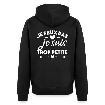 J'peux pas je suis trop petite - Veste à capuche bio Premium Unisexe - noir - Dos - Nico (187cm)