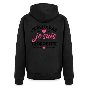 J'peux pas je suis trop petite - Veste à capuche bio Premium Unisexe - noir - Dos - Nico (187cm)