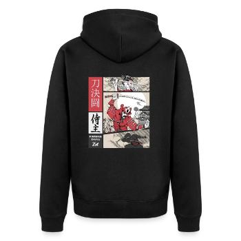 samurai vs ninja Katana vs sword on Comic Style - Unisex Premium Bio Zip Hoodie - Schwarz - Hinten - Nico (187cm)