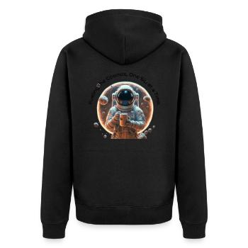 Astronaut coffee ´Fueling the cosmos one sip´ - Unisex Premium Bio Zip Hoodie - Schwarz - Hinten - Nico (187cm)