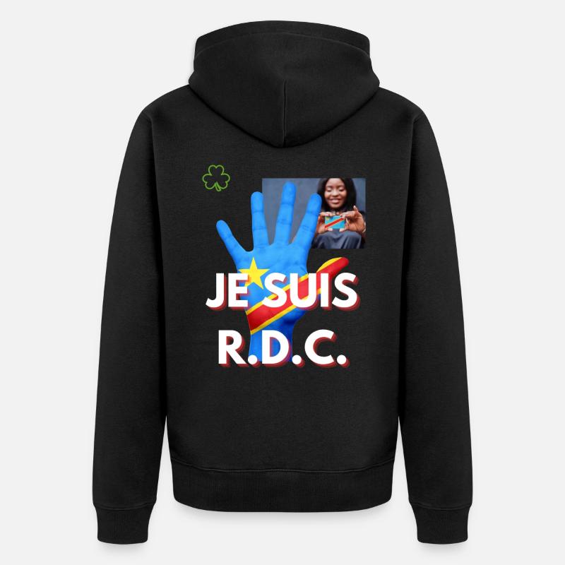 JE SUIS RDC - Veste à capuche bio Premium Unisexe - noir