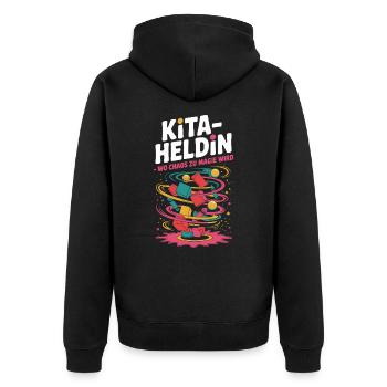 Daycare Heroine Where Chaos Becomes Magic Kindergarten Teacher - Unisex Premium Organic Zip Hoodie - black - Back - Nico (187cm)