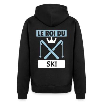Le roi du ski Skieur Montagne Sports d'hiver Noël - Veste à capuche bio Premium Unisexe - noir - Dos - Nico (187cm)
