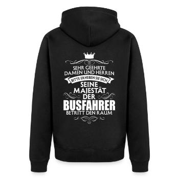 BUSFAHRER - Majestät - Unisex Premium Bio Zip Hoodie - Schwarz - Hinten - Nico (187cm)