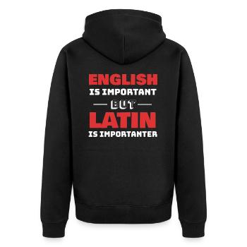 Latein Lehrer Geschenkidee Lehramt Schule Sprache - Unisex Premium Bio Zip Hoodie - Schwarz - Hinten - Nico (187cm)