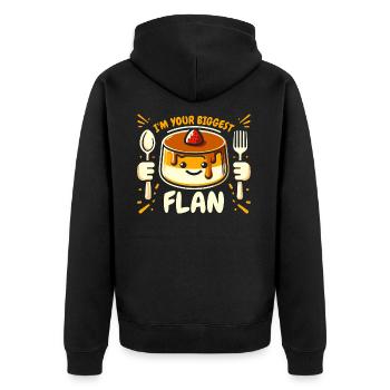 I’m Your Biggest Flan - Amateur de desserts drôles - Veste à capuche bio Premium Unisexe - noir - Dos - Nico (187cm)
