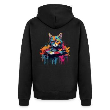 Vinyle coloré Cat Vinyl Record Turntable - Veste à capuche bio Premium Unisexe - noir - Dos - Nico (187cm)