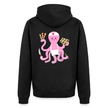 Kraken-Sushi-Chef, Kraken-Hemd, niedliche Krake - Unisex Premium Bio Zip Hoodie - Schwarz - Hinten - Nico (187cm)