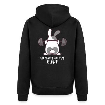 Cadeau drôle de lapin, Workin sur mes petits pains, drôle - Veste à capuche bio Premium Unisexe - noir - Dos - Nico (187cm)