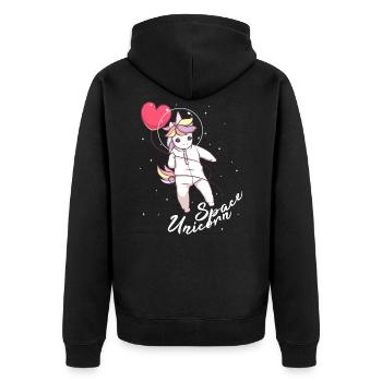 Pastell Goth Nettes Raum-Einhorn, Einhorn-Liebhaber - Unisex Premium Bio Zip Hoodie - Schwarz - Hinten - Nico (187cm)