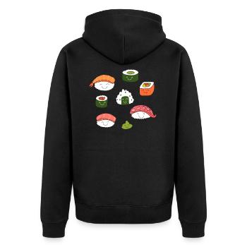 Sushi Shirt, Cute Gift for Sushi - Unisex Premium Organic Zip Hoodie - black - Back - Nico (187cm)