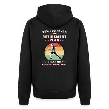 Marathon-Geschenk für den Marathonläufer. Ja, ich will - Unisex Premium Bio Zip Hoodie - Schwarz - Hinten - Nico (187cm)
