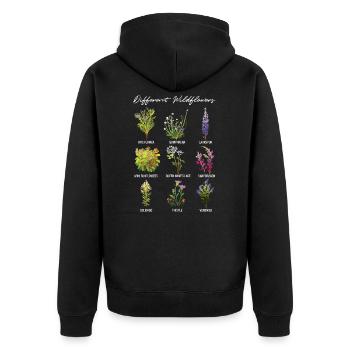 Different Wildflowers, Unique and Vintage Retro - Unisex Premium Organic Zip Hoodie - black - Back - Nico (187cm)