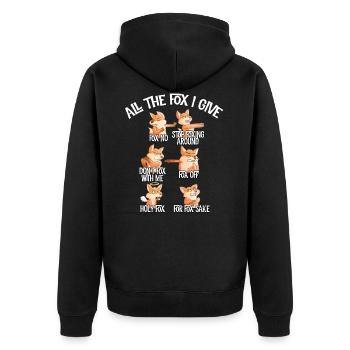 All The Fox I Give, Fox No Stop Foxing Around - Unisex Premium Organic Zip Hoodie - black - Back - Nico (187cm)