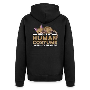 This is My Human Costume I am Really a Bengal Cat - Unisex Premium Organic Zip Hoodie - black - Back - Nico (187cm)