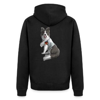 I Love Mom Tattoo Border Collie Dog Mama Mother's - Unisex Premium Organic Zip Hoodie - black - Back - Nico (187cm)