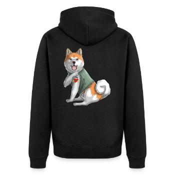 Ich liebe Mama Tattoo japanische Akita Inu Mama - Unisex Premium Bio Zip Hoodie - Schwarz - Hinten - Nico (187cm)