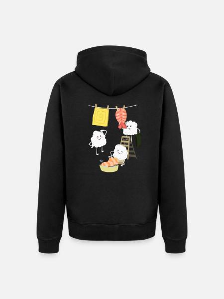 Kawaii Sushi Laundry - Unisex Premium Organic Zip Hoodie - black