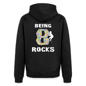 Being 8 Rocks Rock Climbing Bouldering 8th - Unisex Premium Organic Zip Hoodie - black - Back - Nico (187cm)