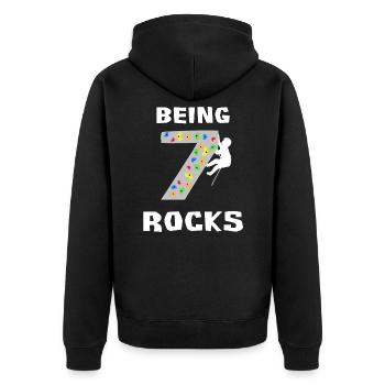 Being 7 Rocks Rock Climbing Bouldering Birthday - Unisex Premium Organic Zip Hoodie - black - Back - Nico (187cm)