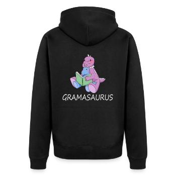 Gramasaurus Grandma Tyrannosaurus TRex - Unisex Premium Organic Zip Hoodie - black - Back - Nico (187cm)