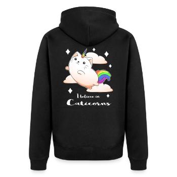 Je crois en la licorne drôle de chat Caticorn - Veste à capuche bio Premium Unisexe - noir - Dos - Nico (187cm)