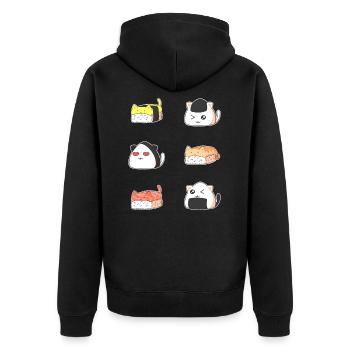 Kawaii Sushi Cat - Unisex Premium Organic Zip Hoodie - black - Back - Nico (187cm)
