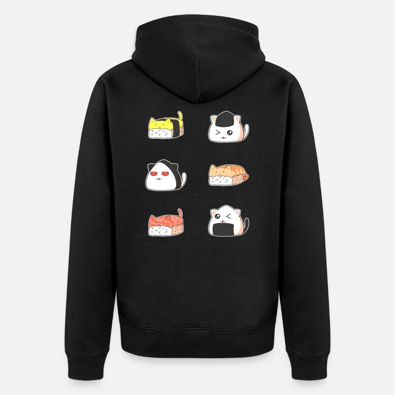 Kawaii Sushi Cat - Veste à capuche bio Premium Unisexe - noir