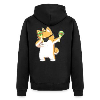 Tupfen Shiba Inu Hund In Sombrero Mit Maracas - Unisex Premium Bio Zip Hoodie - Schwarz - Hinten - Nico (187cm)