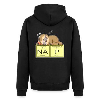 Faultier Nickerchen - Unisex Premium Bio Zip Hoodie - Schwarz - Hinten - Nico (187cm)