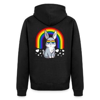 Gay Pride Rabbit - Soutenez les LGBTQ - Veste à capuche bio Premium Unisexe - noir - Dos - Nico (187cm)