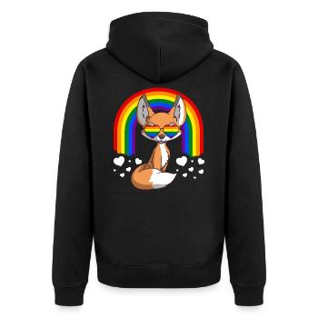 LGBTQ Fox Gay Pride Rainbow - Unisex Premium Organic Zip Hoodie - black - Back - Nico (187cm)
