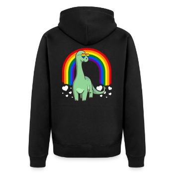 Brontosaurus Dinosaur Gay Pride Rainbow LGBTQ - Veste à capuche bio Premium Unisexe - noir - Dos - Nico (187cm)