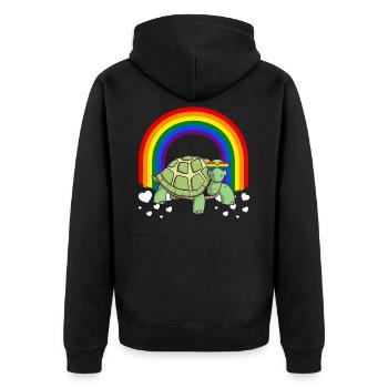 Gay Pride Turtle LGBTQ - Unisex Premium Organic Zip Hoodie - black - Back - Nico (187cm)