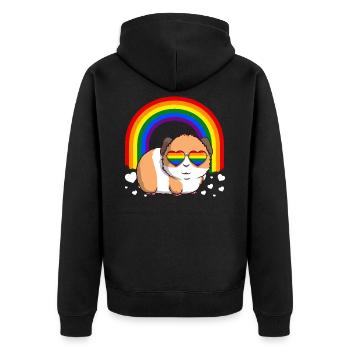 LGBTQ Meerschweinchen Homosexuell Stolz Regenbogen - Unisex Premium Bio Zip Hoodie - Schwarz - Hinten - Nico (187cm)