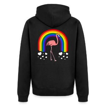 Gay Pride Flamingo LGBT Rainbow - Unisex Premium Organic Zip Hoodie - black - Back - Nico (187cm)