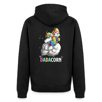 Dadacorn - Magical Unicorn Dad - Unisex Premium Organic Zip Hoodie - black - Back - Nico (187cm)
