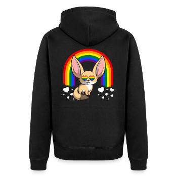 LGBT Gay Pride Rainbow Fennec Fox - Unisex Premium Organic Zip Hoodie - black - Back - Nico (187cm)