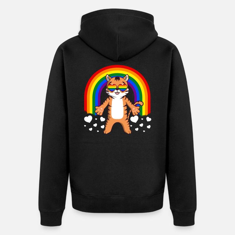 Tiger Gay Pride LGBT Rainbow - Veste à capuche bio Premium Unisexe - noir