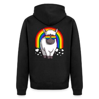 LGBT Schaf Homosexuell Stolz Regenbogen - Unisex Premium Bio Zip Hoodie - Schwarz - Hinten - Nico (187cm)