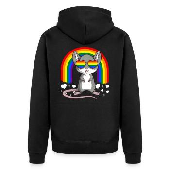 Gay Pride Mouse LGBT Rainbow - Unisex Premium Organic Zip Hoodie - black - Back - Nico (187cm)