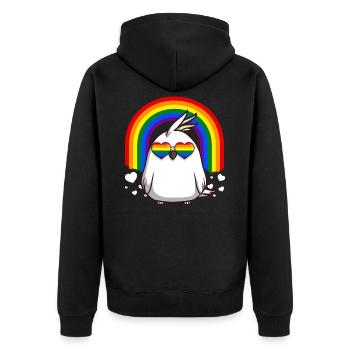 Gay Pride Cockatoo LGBT Rainbow - Unisex Premium Organic Zip Hoodie - black - Back - Nico (187cm)