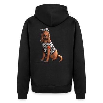 I Love Mom Tattoo Bloodhound Dog - Unisex Premium Organic Zip Hoodie - black - Back - Nico (187cm)