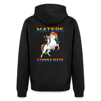 LGBT Gay Pride Chihuahua Dog Riding Unicorn - Veste à capuche bio Premium Unisexe - noir - Dos - Nico (187cm)