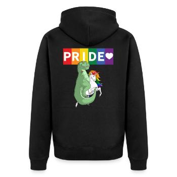 LGBT Gay Pride TRex Tyrannosaurus Rex Dinosaur - Unisex Premium Organic Zip Hoodie - black - Back - Nico (187cm)