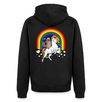 LGBT Platypus Riding Unicorn Gay Pride Rainbow - Veste à capuche bio Premium Unisexe - noir - Dos - Nico (187cm)