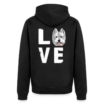 Love West Highland White Terrier Westie Dog - Unisex Premium Organic Zip Hoodie - black - Back - Nico (187cm)