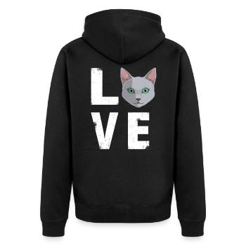 Love Russian Blue Cat Kitty Lover - Unisex Premium Organic Zip Hoodie - black - Back - Nico (187cm)